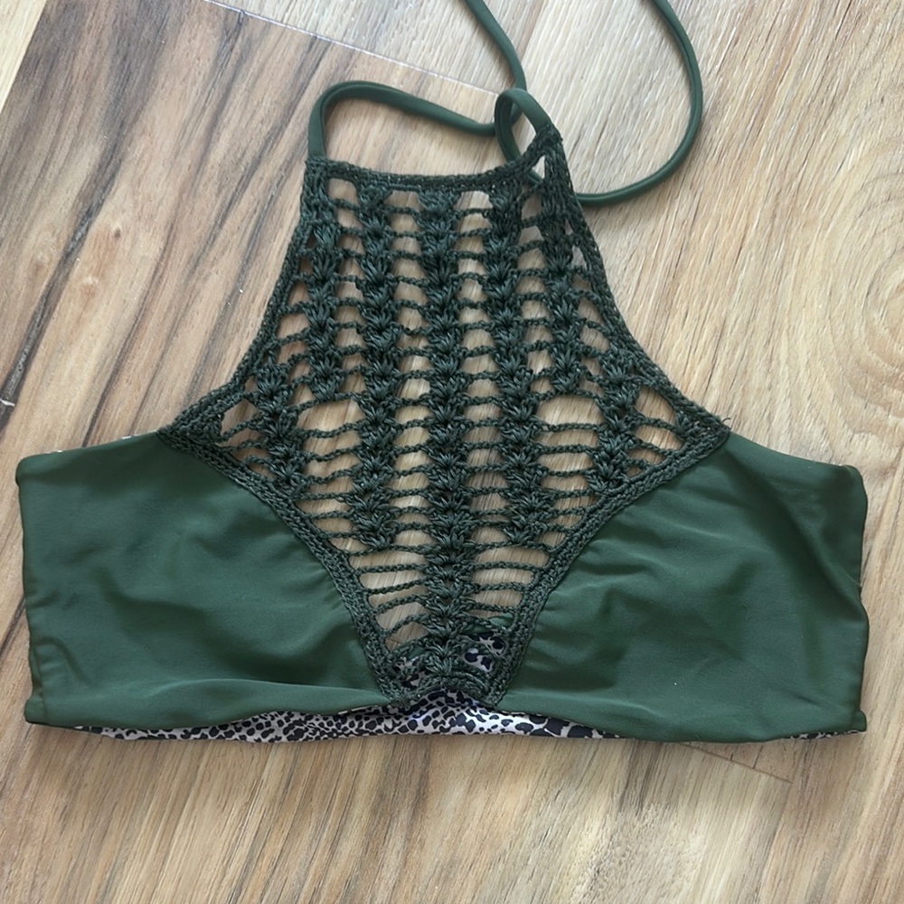 Acacia Dark Green Crochet Bikini Top